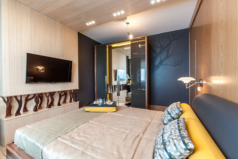 The interior design of the bedroom is 12 sq.m. - Photo