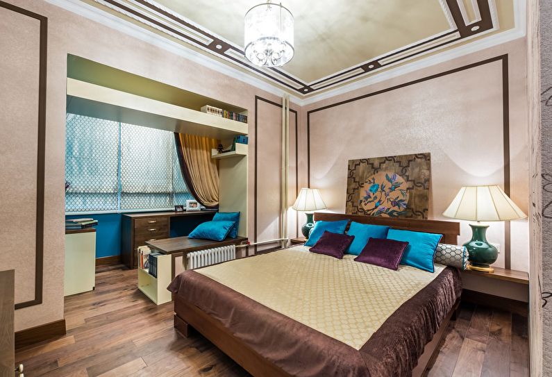 The interior design of the bedroom is 12 sq.m. - Photo