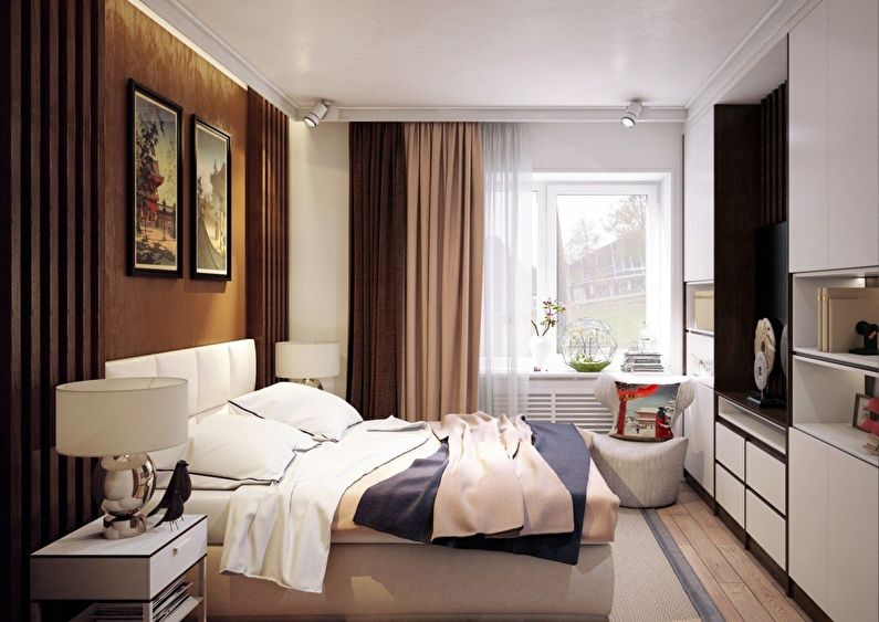 The interior design of the bedroom is 12 sq.m. - Photo