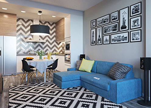 One-room apartment design 40 sq.m.