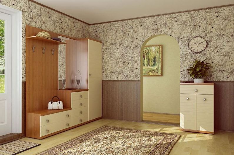 The combination of wallpaper in the hallway - photo