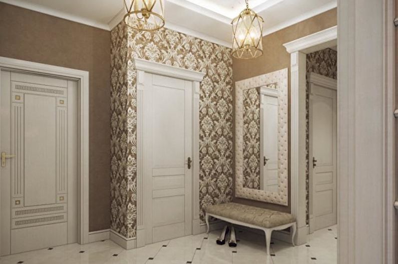 The combination of wallpaper in the hallway - photo