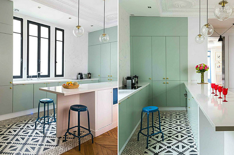 Narrow Kitchen Design - Cold Combinations
