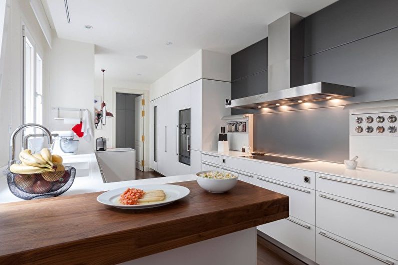 Interior design of a narrow kitchen - photo