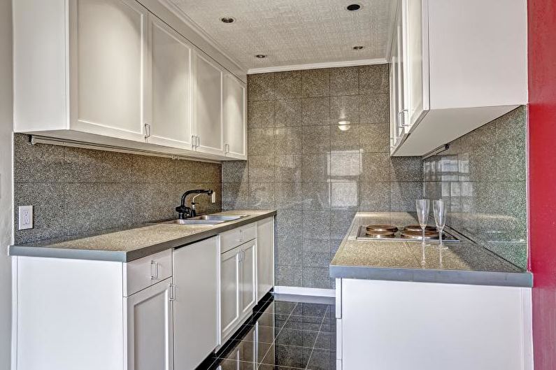Interior design of a narrow kitchen - photo