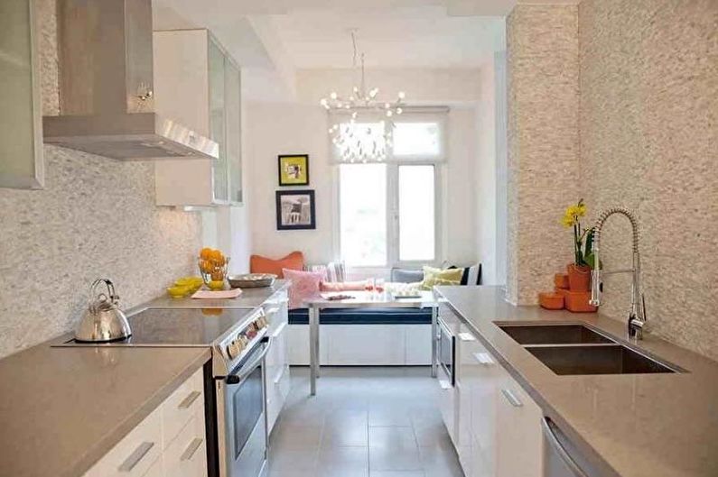 Interior design of a narrow kitchen - photo