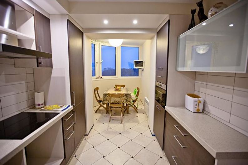 Interior design of a narrow kitchen - photo