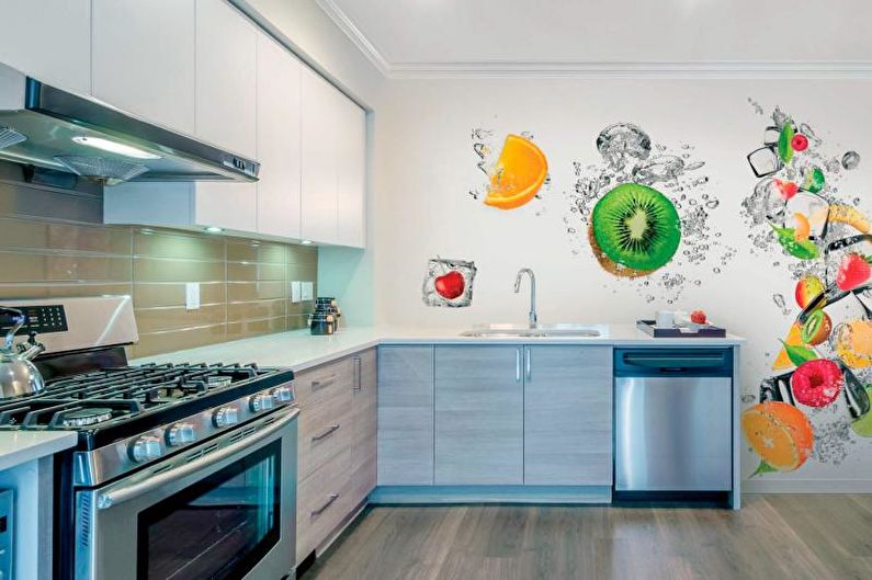 Wall mural in the kitchen in a modern style