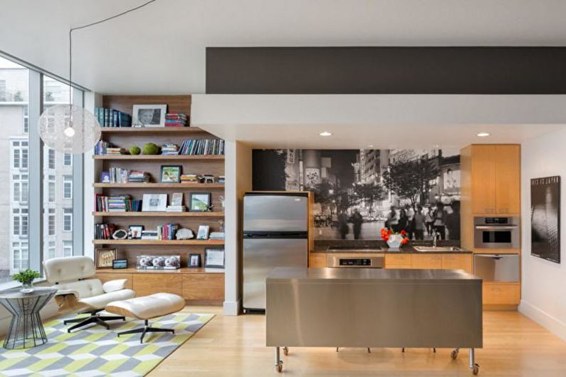 Wall mural in the kitchen in the Scandinavian style
