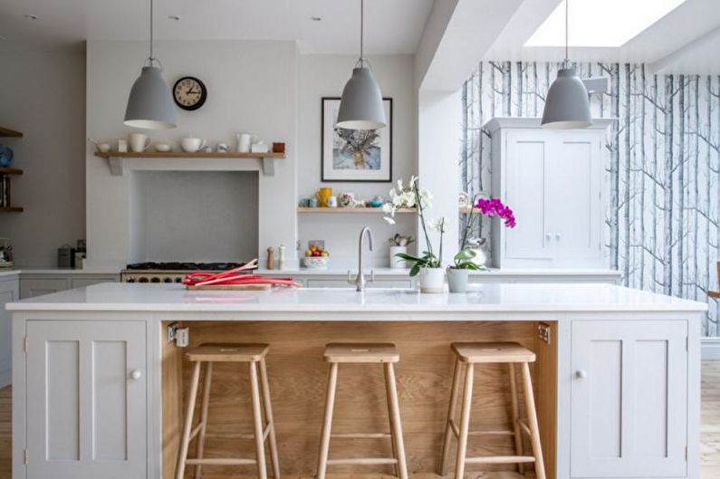 Wall mural in the kitchen in the Scandinavian style
