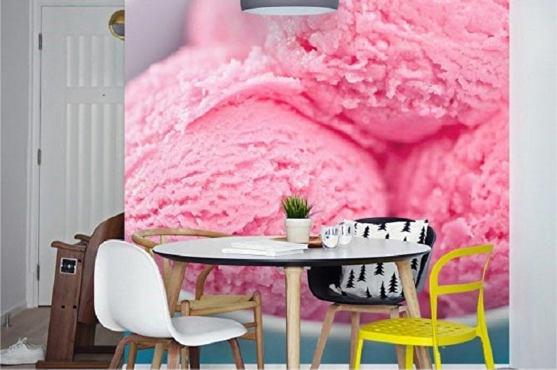 Contrast photo wallpaper in the kitchen