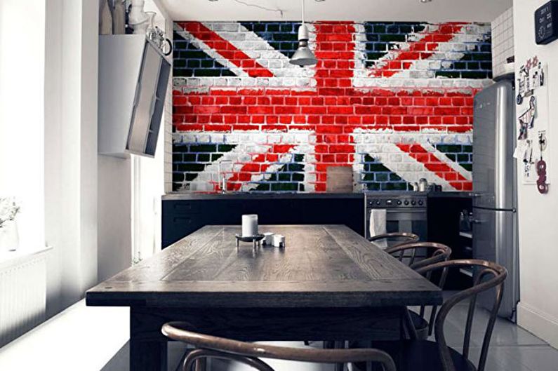 Contrast photo wallpaper in the kitchen