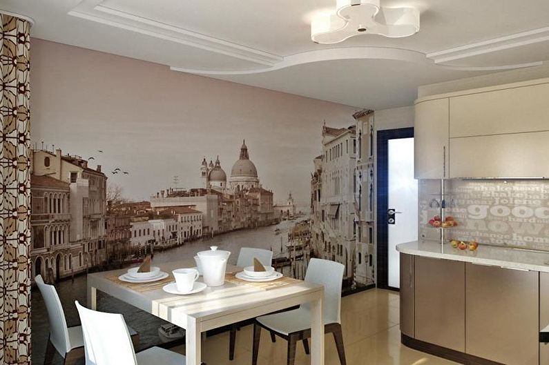 Wall mural to the kitchen in warm colors