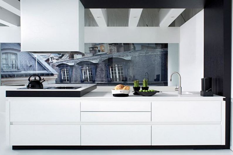 Wall mural in the kitchen in cold colors