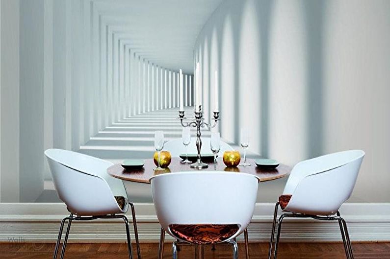 Wall mural for a small kitchen