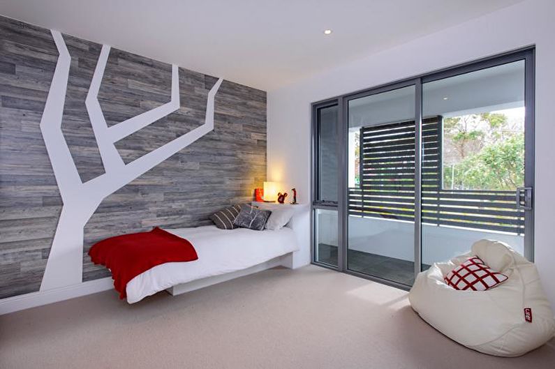 Red color - Laminate on the wall
