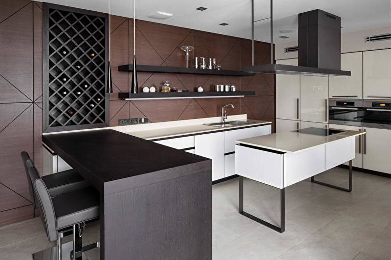 Laminate on the wall in the interior of the kitchen - photo