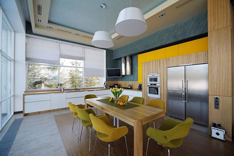 Laminate on the wall in the interior of the kitchen - photo