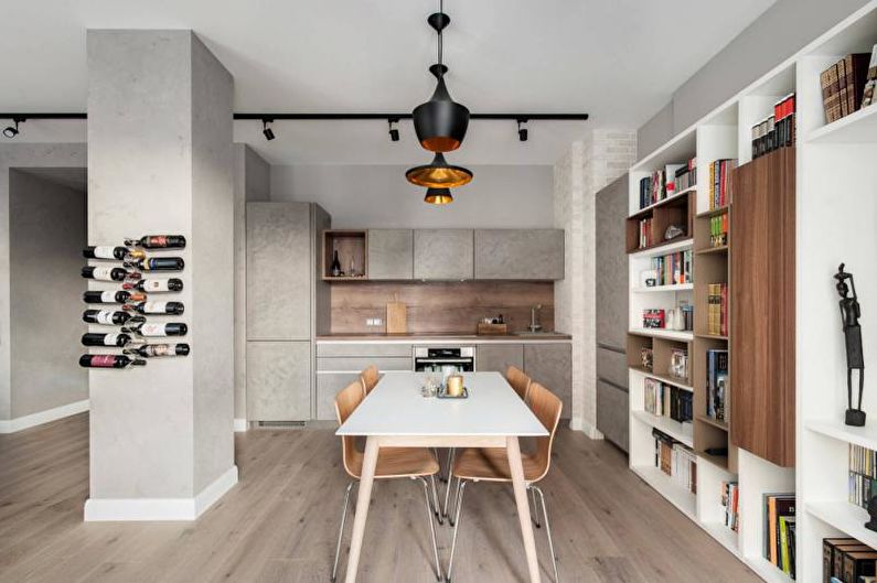 Laminate on the wall in the interior of the kitchen - photo