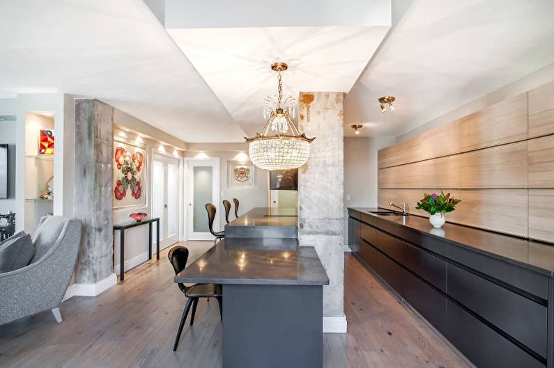 Laminate on the wall in the interior of the kitchen - photo