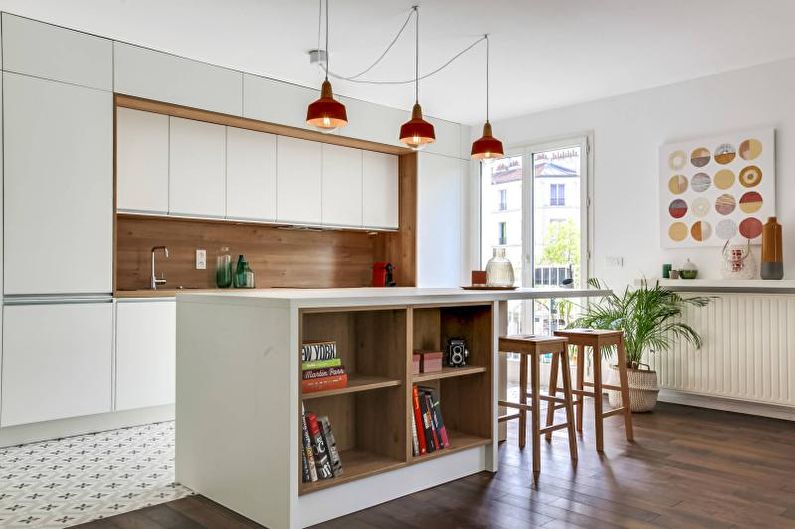 Laminate on the wall in the interior of the kitchen - photo