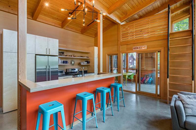 Laminate on the wall in the interior of the kitchen - photo