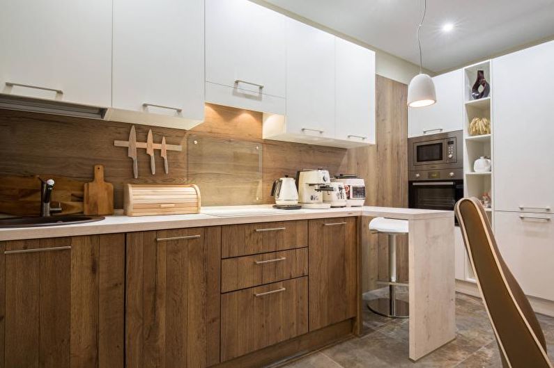 Laminate on the wall in the interior of the kitchen - photo