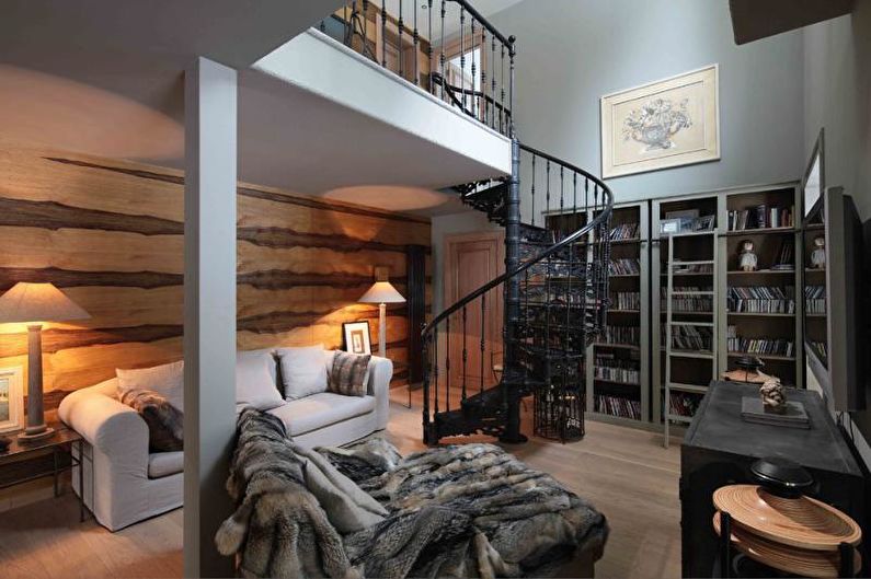 Laminate on the wall in the living room interior - photo