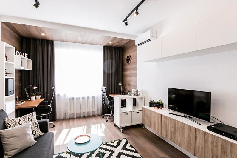Laminate on the wall in the living room interior - photo
