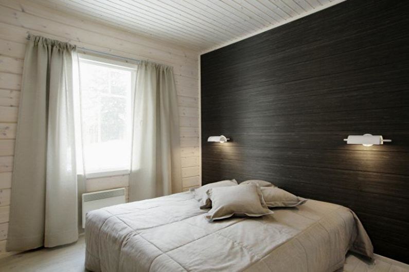 Laminate on the wall in the bedroom interior - photo