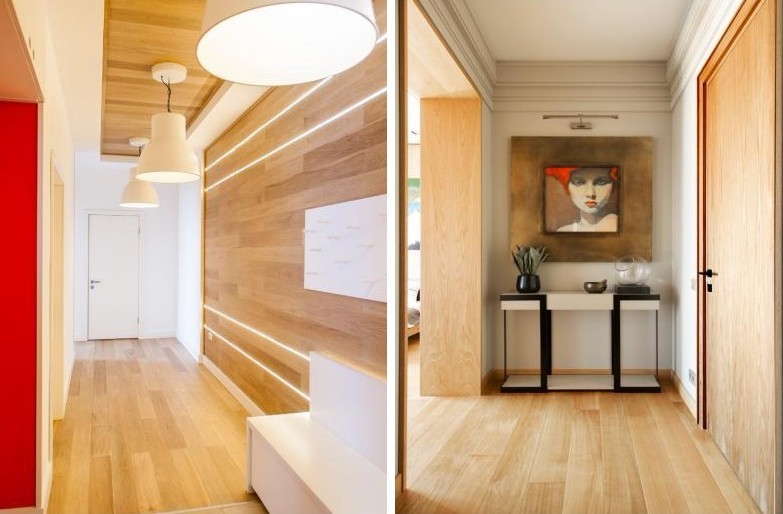 Laminate on the wall in the hallway interior - photo