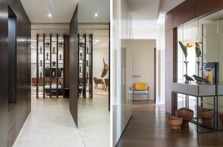 Laminate on the wall in the hallway interior - photo