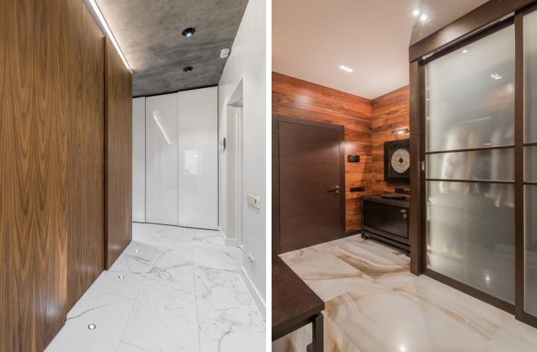 Laminate on the wall in the hallway interior - photo