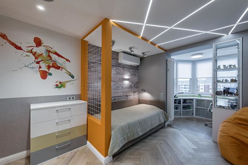 Laminate on the wall in the interior of a children's room - photo