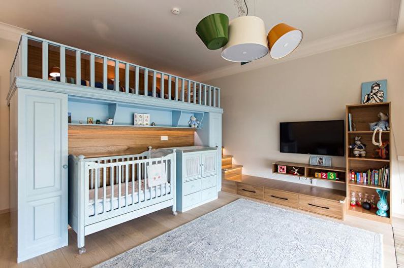Laminate on the wall in the interior of a children's room - photo