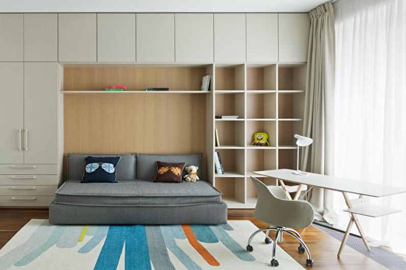 Laminate on the wall in the interior of a children's room - photo