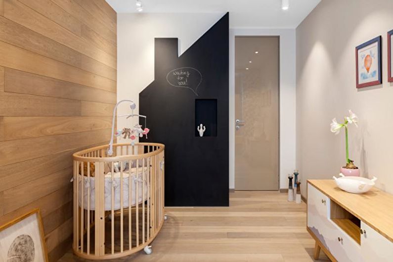 Laminate on the wall in the interior of a children's room - photo