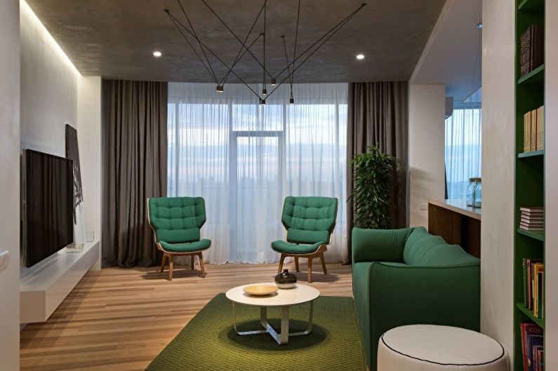 Minimalism green living room - Interior Design