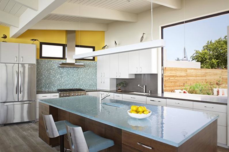 Glass kitchen worktop