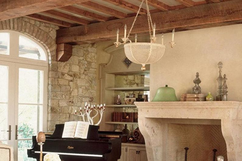 Sisustussuunnittelu olohuone provence-tyylillä - valokuva