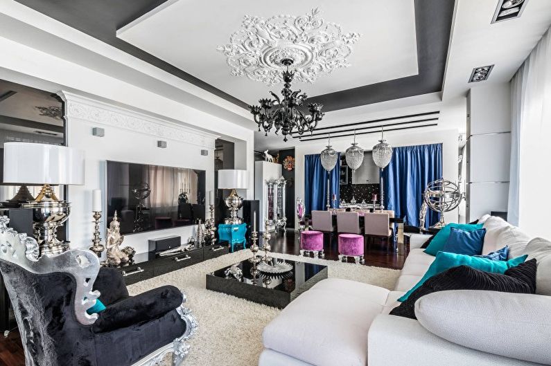 White living room in art deco style - Interior Design
