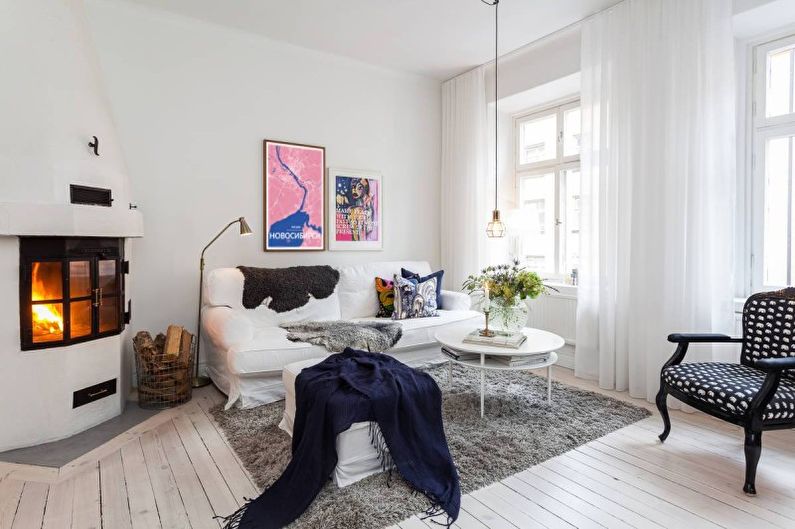 White Scandinavian style living room - Interior Design
