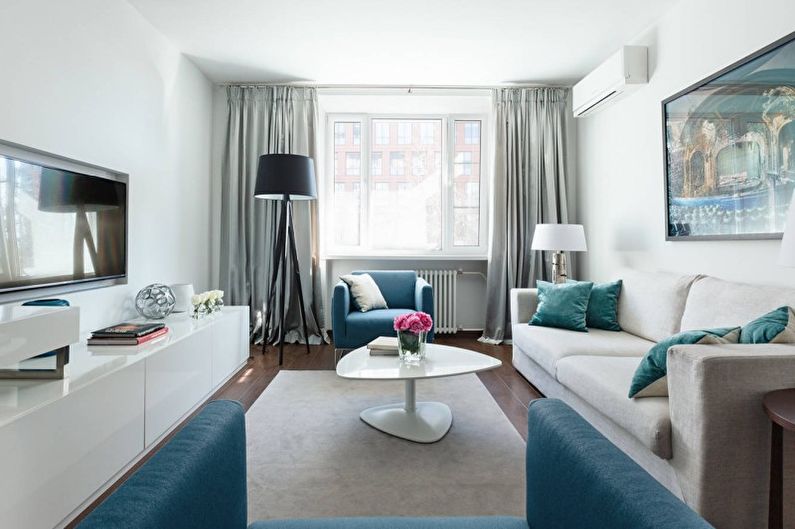 White Living Room Design - Ceiling Finish