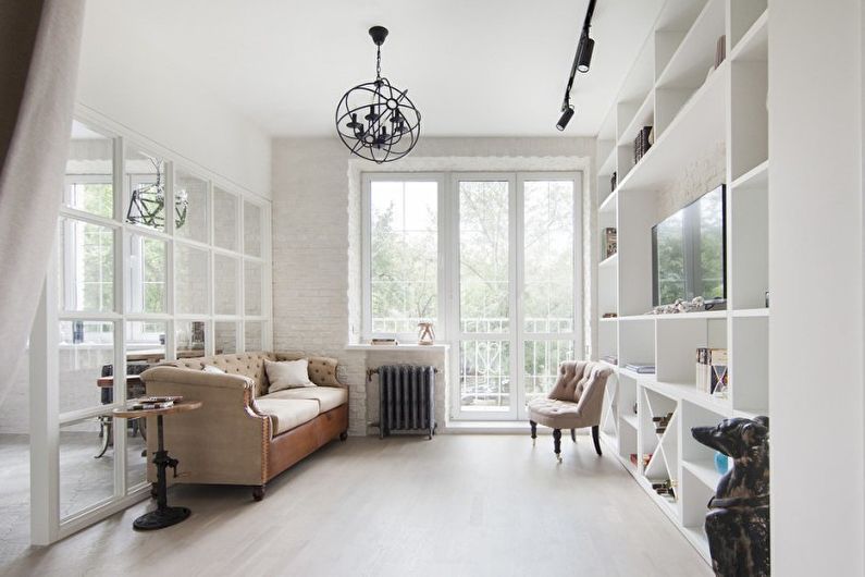 White Living Room Design - Ceiling Finish