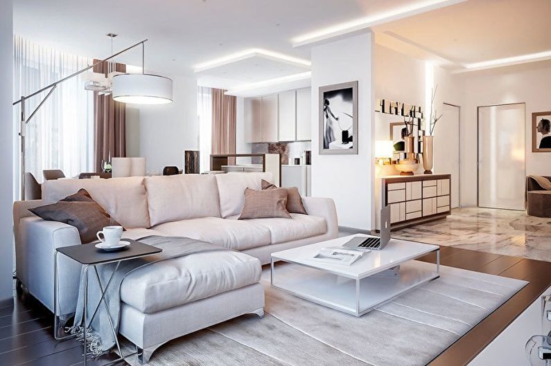 White Living Room Design - Decor and Lighting