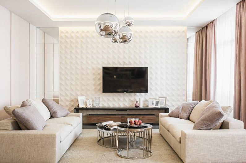 Interior design living room in white - photo