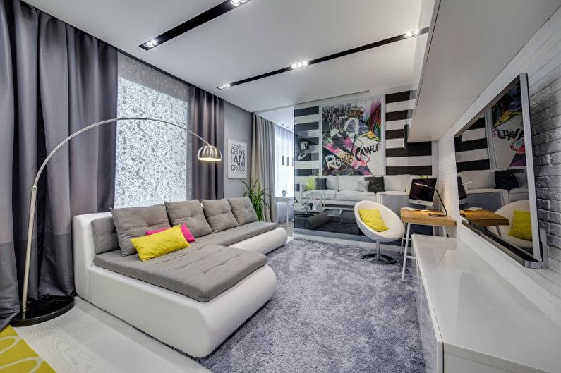 Interior design living room in white - photo