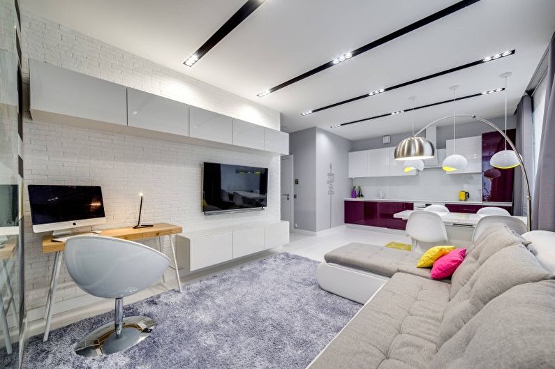Interior design living room in white - photo
