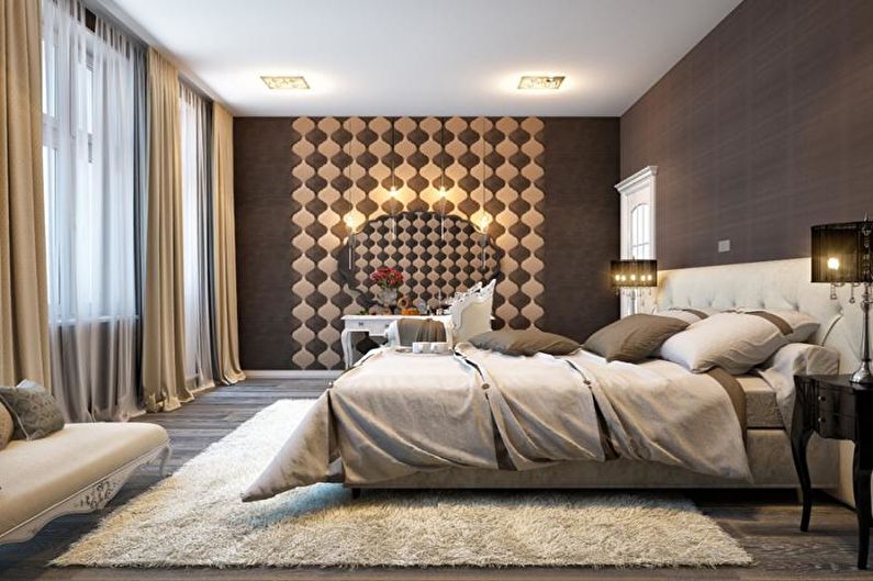 Brown Art Deco Bedroom - Interior Design