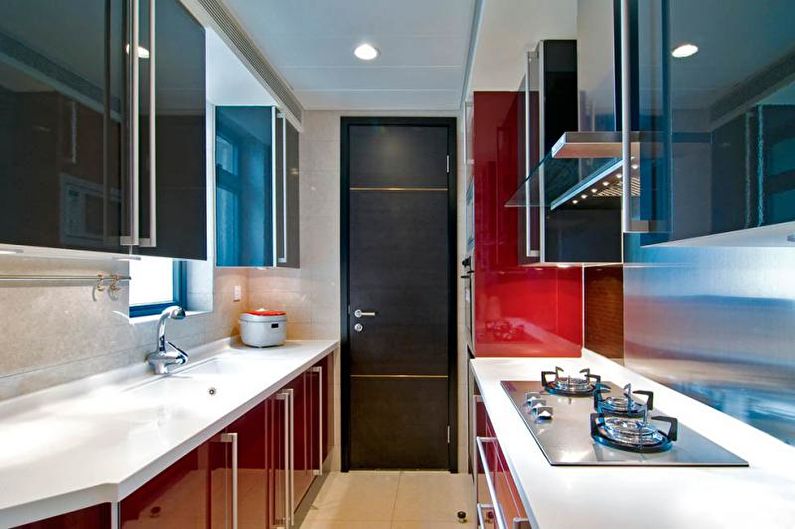 Design a narrow kitchen (78 photos)